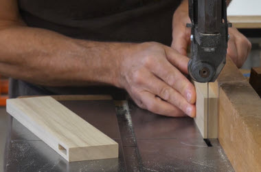 Using band saw to make tenon cuts
