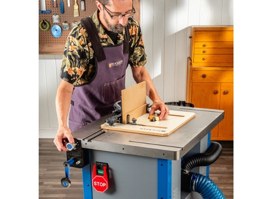 man using router table safety switch