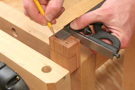 Marking center points for drilling dowel holes