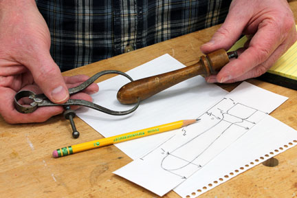 Measuring out the different parts of original spindle