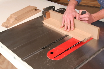 Cutting frame with miter cut at table saw