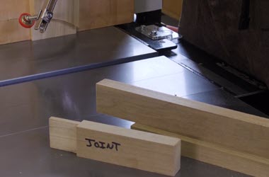 Using a table saw to cut mitered bridle joinery