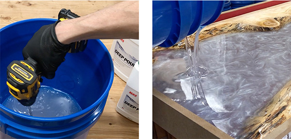 Power mixing and starting addition of Deep Pour Epoxy