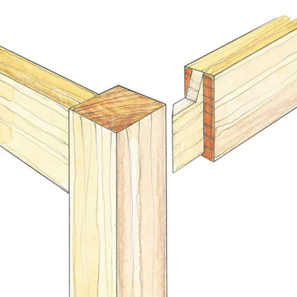 Diagram drawing of a mortise and tenon joint