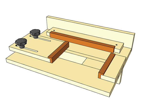 Drawing of a router jig for cutting mortises