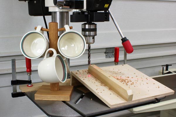 Mug tree made with a drill press