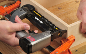 Pin nailing miter joints