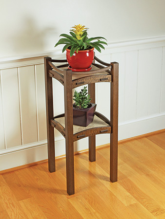 Oak plant stand project built with white oak lumber
