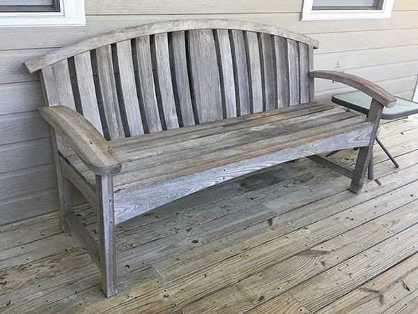 Unfinished outdoor bench made from cypress