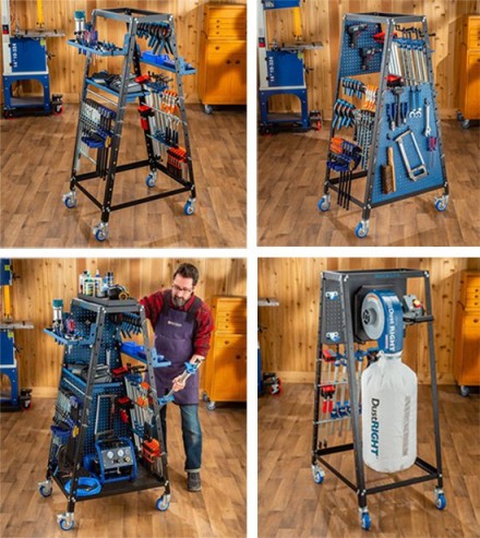 pack rack set up with clamps and dust collection