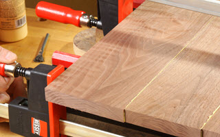 clamps on wood panels