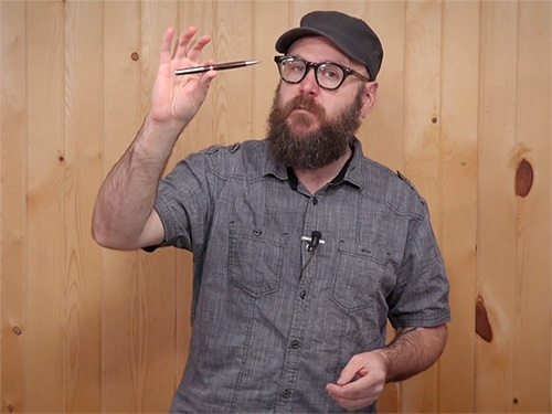 Displaying a slimline pen turned on a lathe