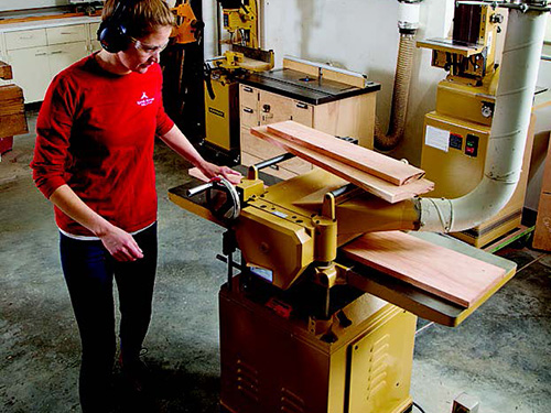 Using a planer to flatten a grouping of boards