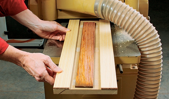 Running wood for knife handle through plane