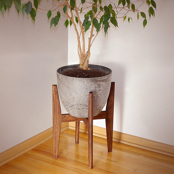 walnut plant stand