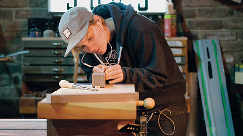 Using portable work bench to test fit joinery