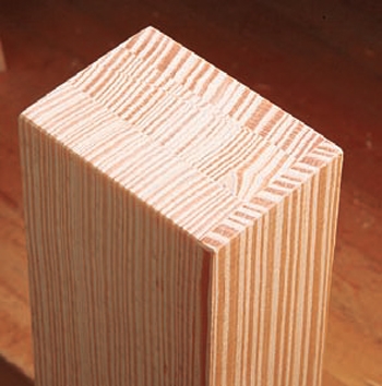 Top down view of bookcase side posts