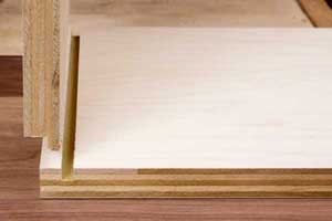 Close up side view of a rabbet and dado joint