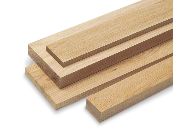 Stack of unfinished red oak lumber