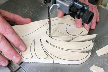 View of waste pieces cut from leaf design pattern