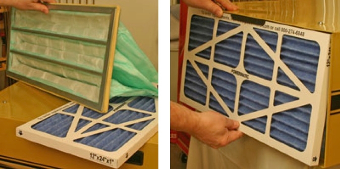 Replacing two part air filters in powermatic filtration system