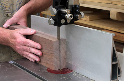 Using a band saw to split stock for continuous grain box