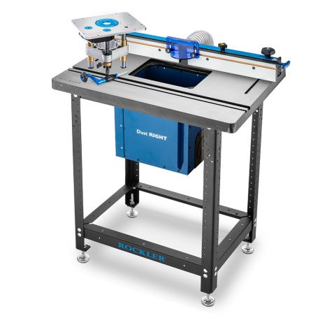 Rockler cast iron router table with promax fence and prolift router lift