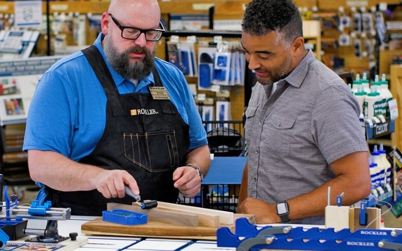 rockler employee with customer