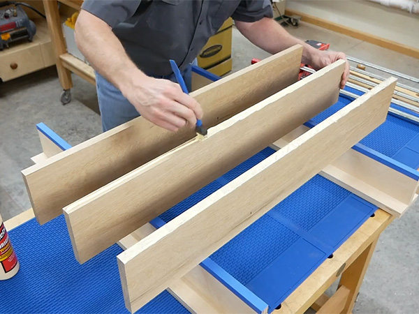 gluing up a workpiece on top of silicone workbench mat