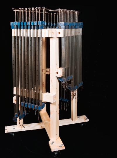 Full view of rolling shop clamp cart