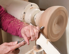 Rough turning a redwood burl bowl blank