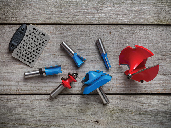 Array of different size and make router bits with a diamond sharpening tool