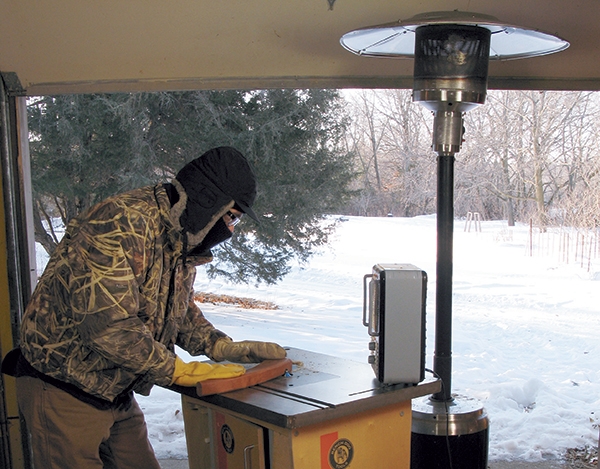 Using router in garage workshop during winter