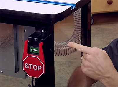 pointing to safety power switch on router table