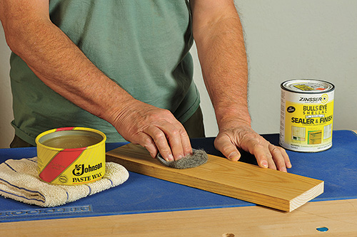 Rubbing out a shellac finish with steel wool pad