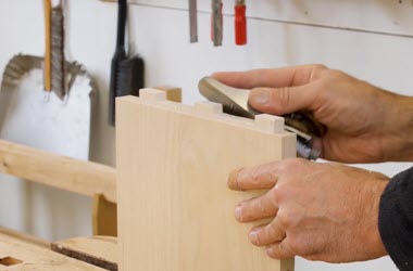 Sanding down a set of router cut stub tenons