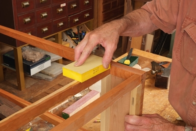 Sanding using a sanding block
