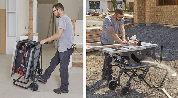 sawstop jobsite pro rolling and in use