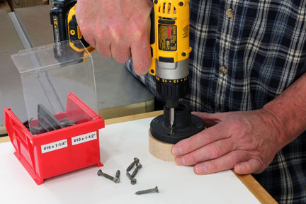Attaching glue block with screws