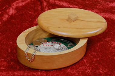 Band saw style keepsake box cut on a scroll saw