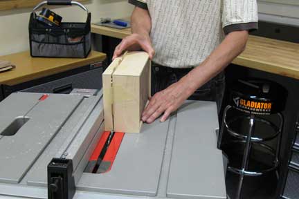 Making final table saw cut for box lid