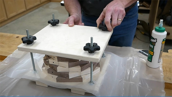 Making a press out of plywood and threaded rod