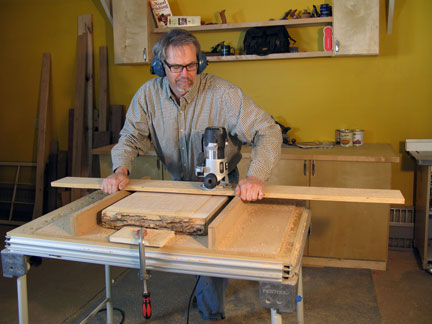 Setting up router on surfacing jig arm