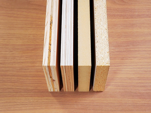 Side views of four different styles of plywood laminations