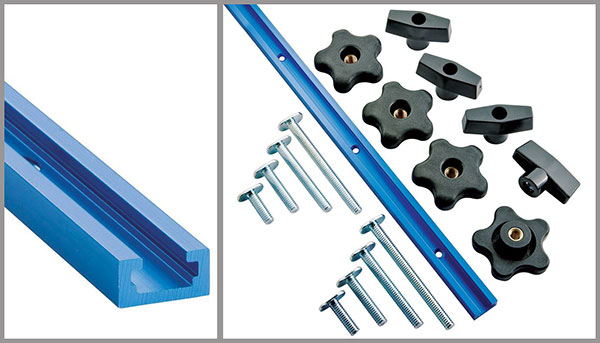 close up of t-track and t-track bolts