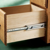 Side view of a drawer with a telescoping slide