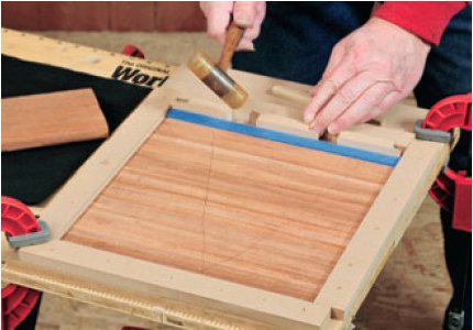 Wedge tambour slats into frame