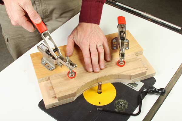 Template routing using toggle clamps