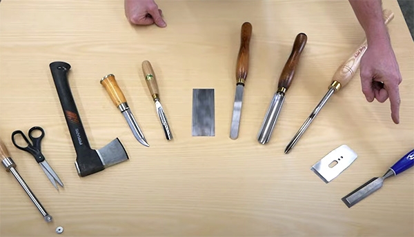sample of tools sharpened with the tormek