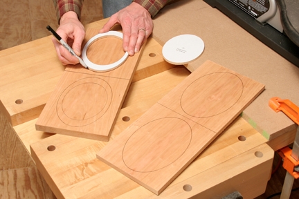 Using paper templates to transfer keepsake box pattern onto stock